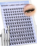 Geeneiya Natural Lash Clusters Kit 10-12-14mm | Wispy C Curl Lashes with Bond & Seal