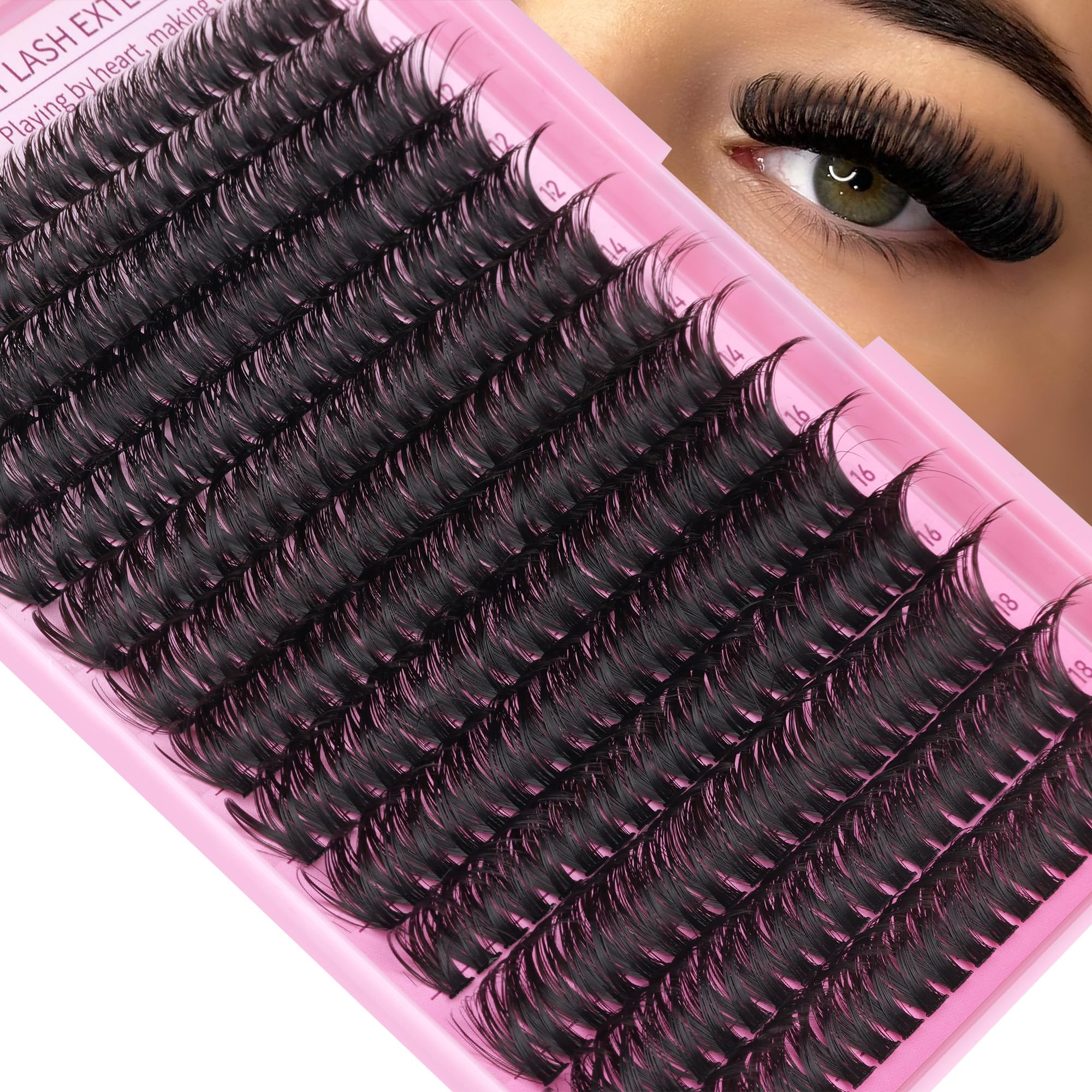 Geeneiya Full Lash Extension Kit 10-18MM Volume Lashes with Bond & Seal, Tweezers