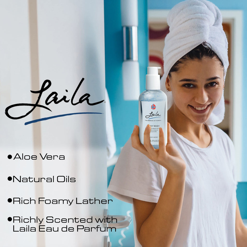 Geir Ness Laila Body Wash – Nourishing Shower Gel with Vitamins A & E for Dry & Sensitive Skin | Rich Foam & Delicate Fragrance