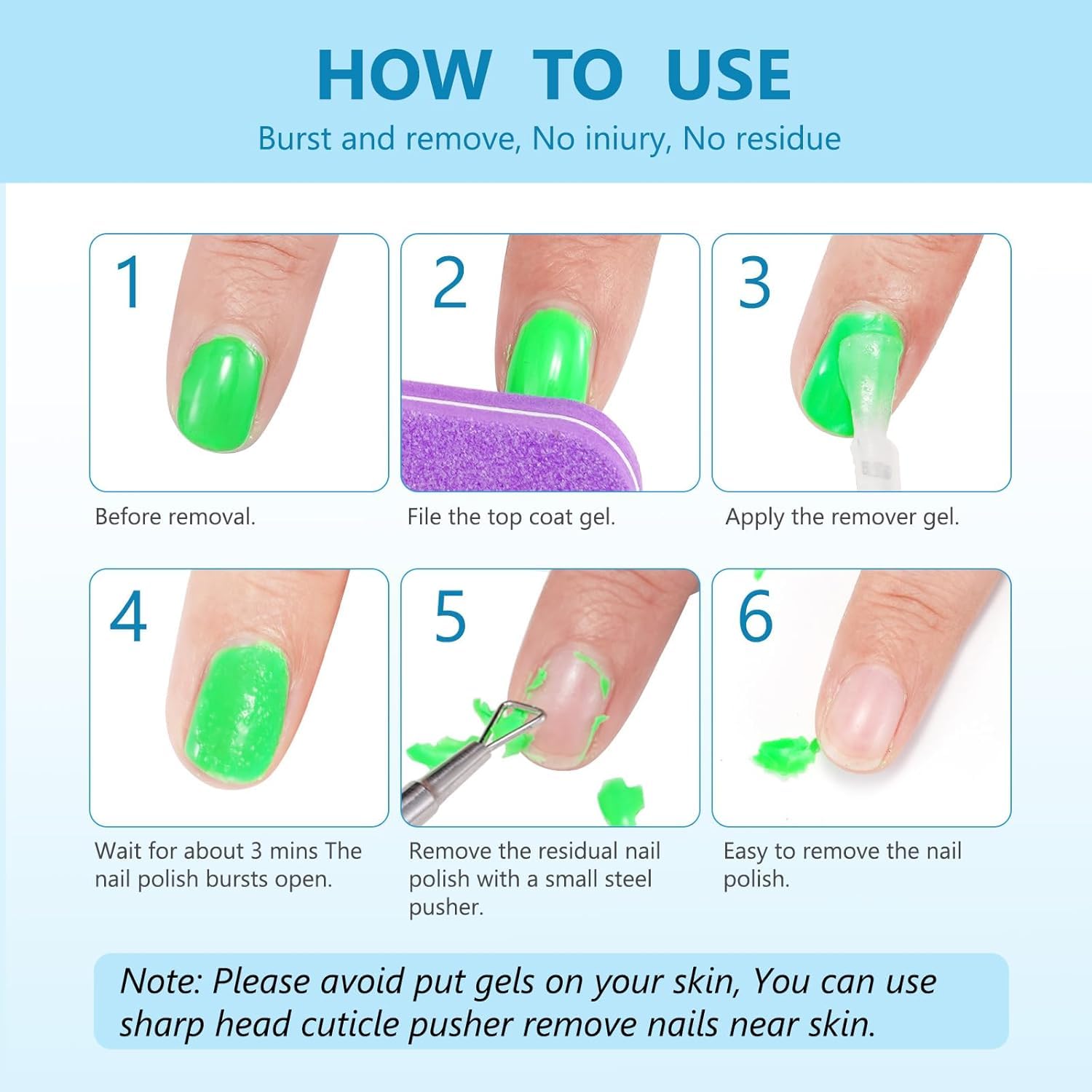 Gel Polish Remover 3-Pack — Quick & Easy Gel Nail Polish Removal in 3–5 Minutes at Home