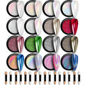 GEL PARTY 16 Colour Chrome & Holographic Nail Powder Kit – Mirror-Effect Gel Nails for UV/LED