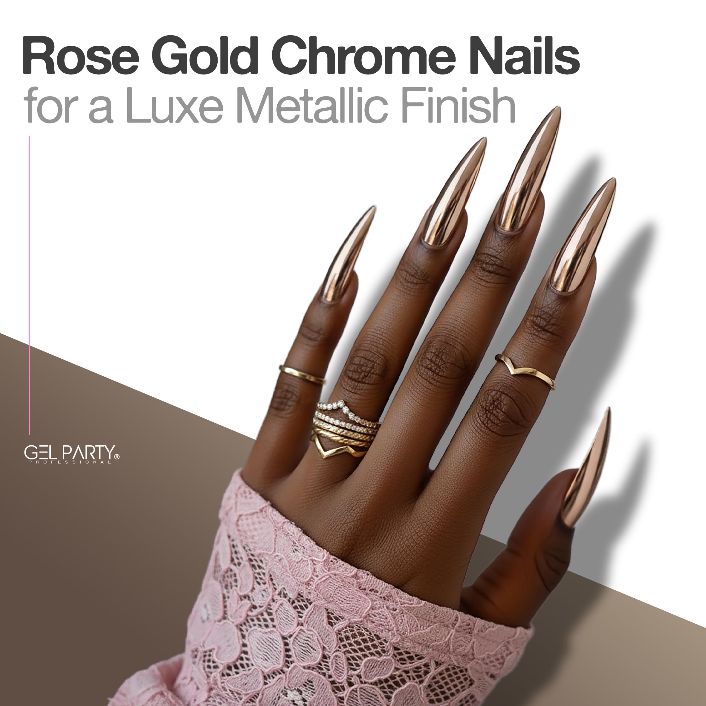 GEL PARTY 16 Colour Chrome & Holographic Nail Powder Kit – Mirror-Effect Gel Nails for UV/LED