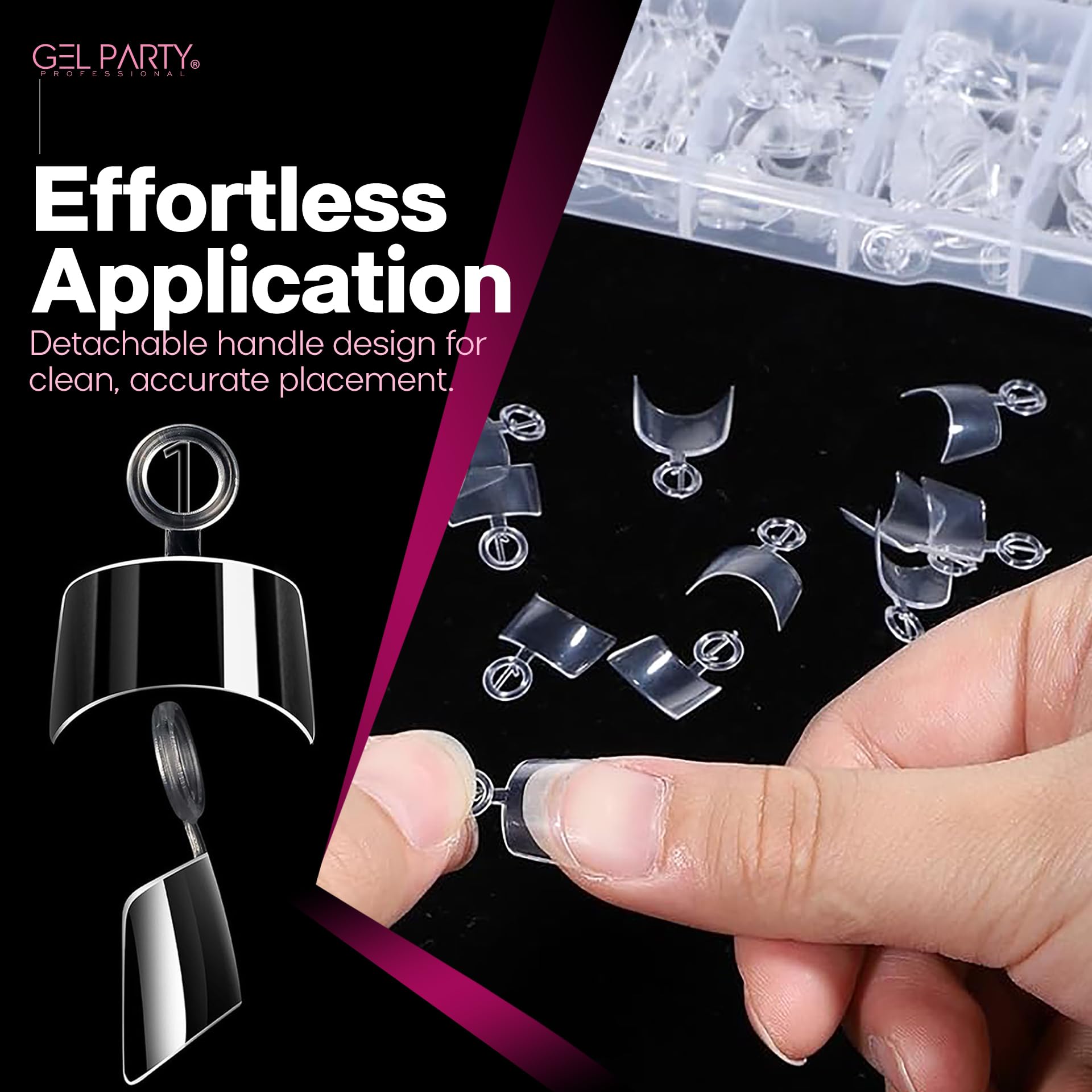 GEL PARTY Soft Gel Half Cover Nail Tips - 240pcs, Pre-Buffed Matte French Tips, 12 Sizes