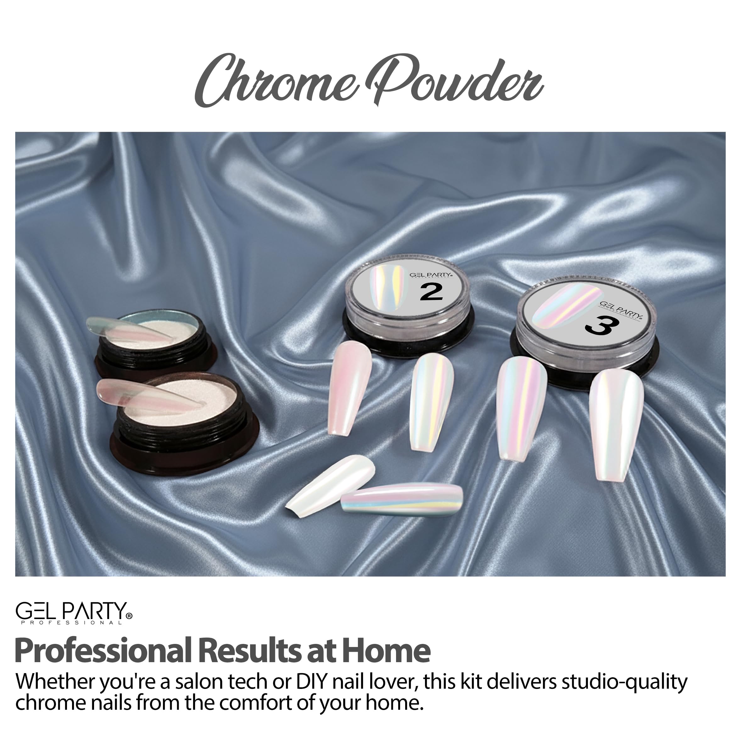 GEL PARTY 16 Colour Chrome & Holographic Nail Powder Kit – Mirror-Effect Gel Nails for UV/LED