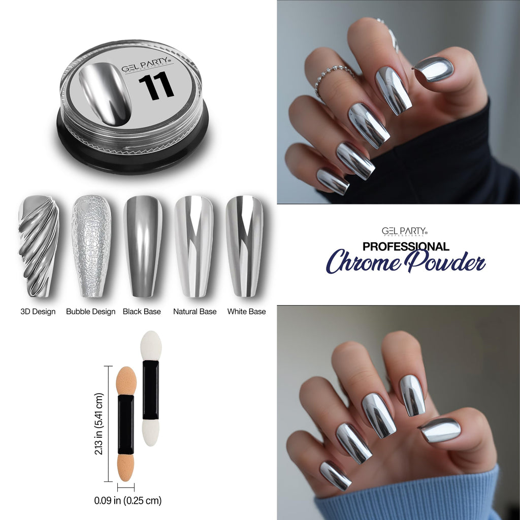 GEL PARTY 16 Colour Chrome & Holographic Nail Powder Kit – Mirror-Effect Gel Nails for UV/LED