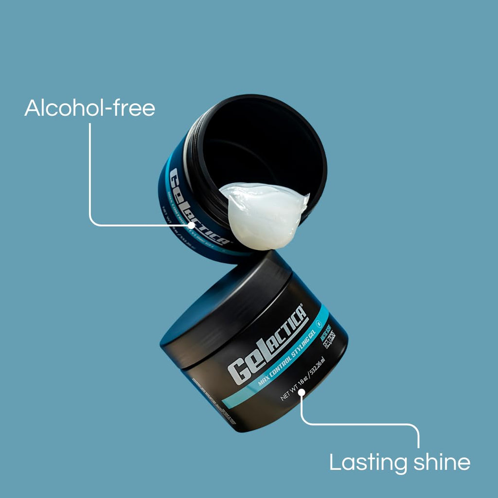 Gelactica Max Control Hair Gel for Men – Strong Hold, Alcohol-Free, Arctic Scent, 8 oz