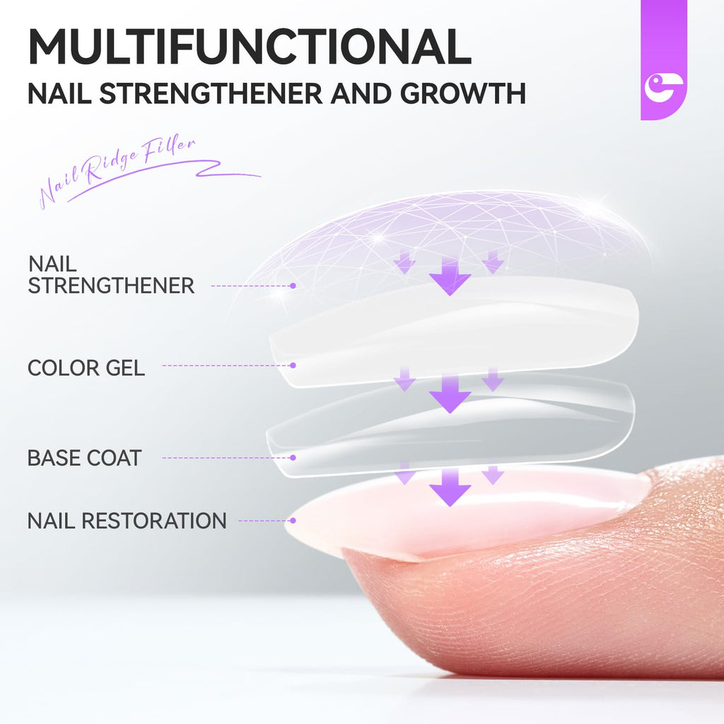 Gelike ec 8-in-1 Nail Strengthener & Ridge Filler – Strengthen, Grow, Gloss