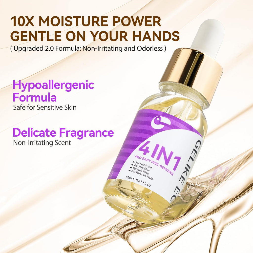 Gelike ec Press On Nail Glue Remover No Acetone – Gentle, Nourishing Formula 15ml