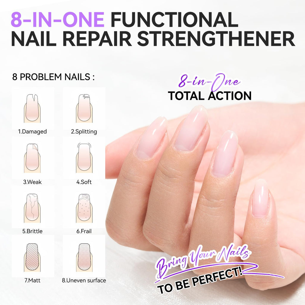 Gelike ec 8-in-1 Nail Strengthener & Ridge Filler – Strengthen, Grow, Gloss
