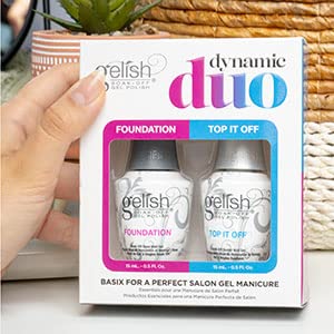 Gelish Dynamic Duo: Foundation Base Gel + Top It Off Sealer Gel Set for Long-Lasting, High-Shine Gel Manicures