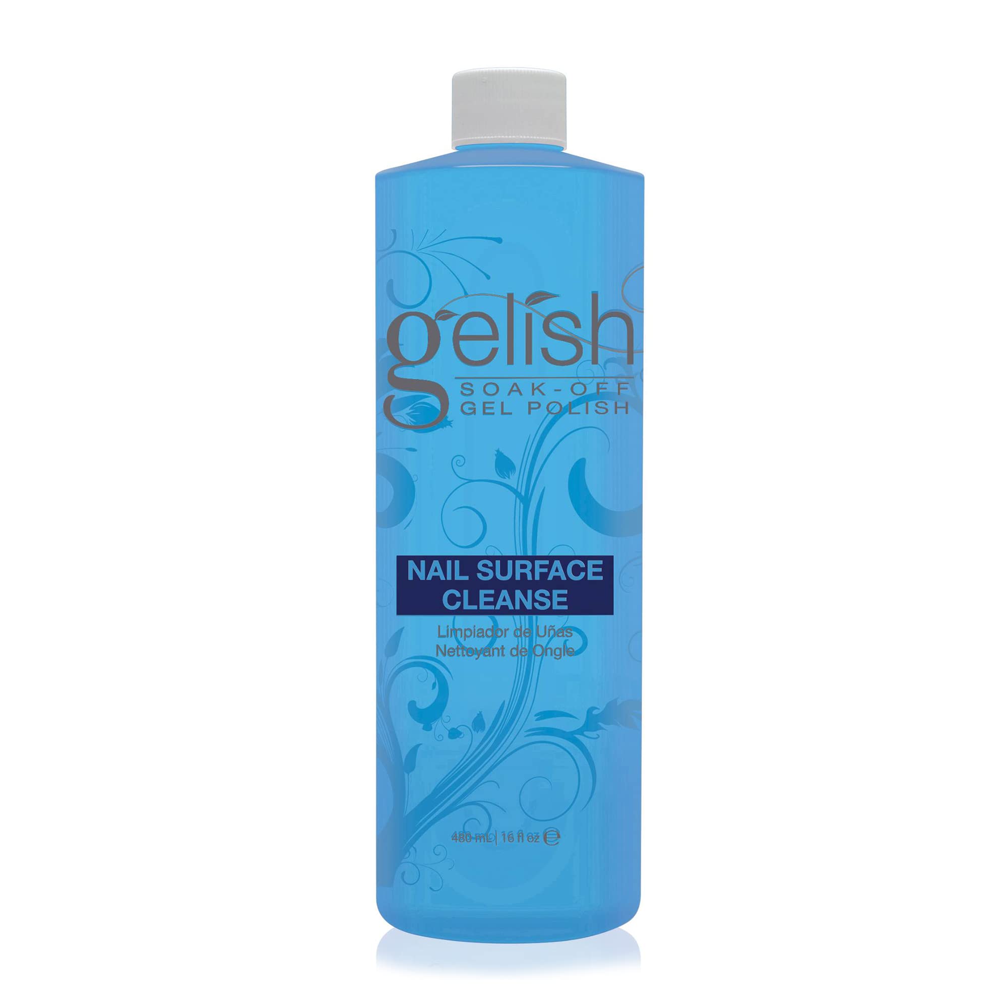 Gelish Nail Soak Off Surface Gel UV Top Coat Cleanser Bottle, 16 Oz (2 Pack)