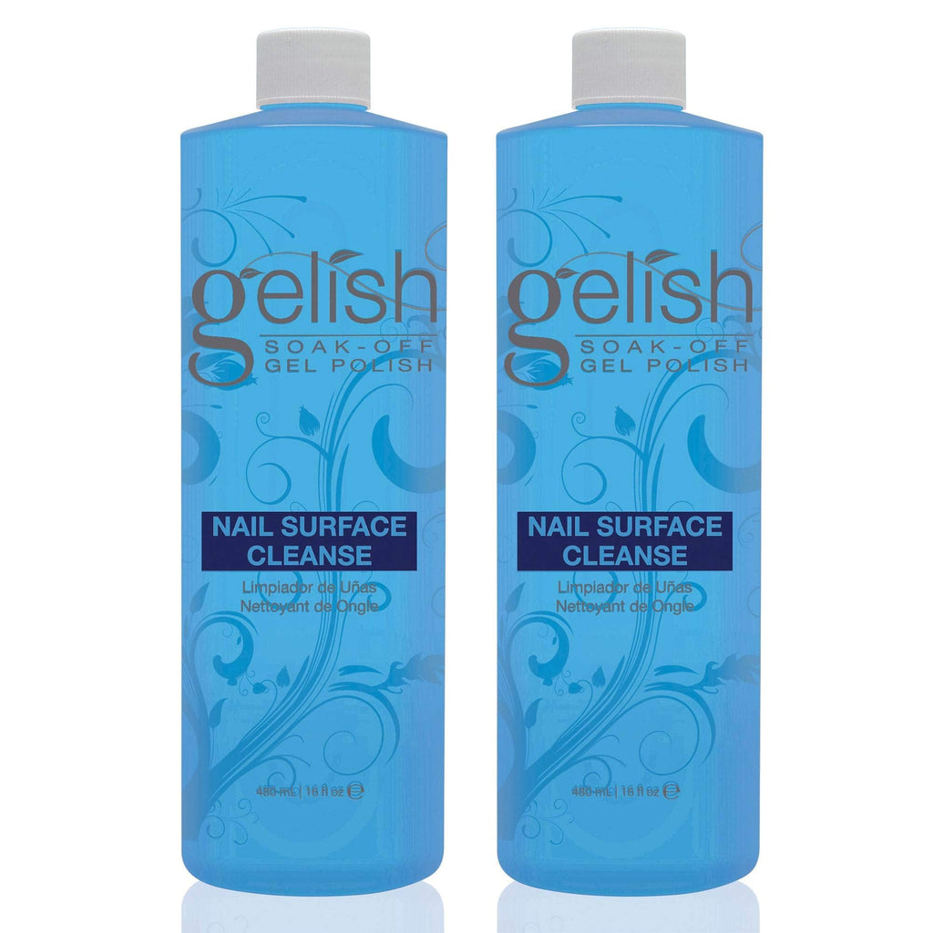Gelish Nail Soak Off Surface Gel UV Top Coat Cleanser Bottle, 16 Oz (2 Pack)