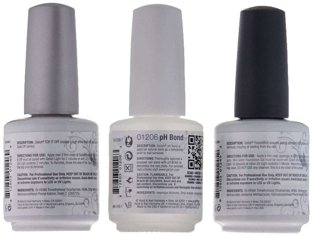Gelish Terrific Trio Essentials – 15ml Gel Nail Kit with Foundation, pH Bond & Top It Off