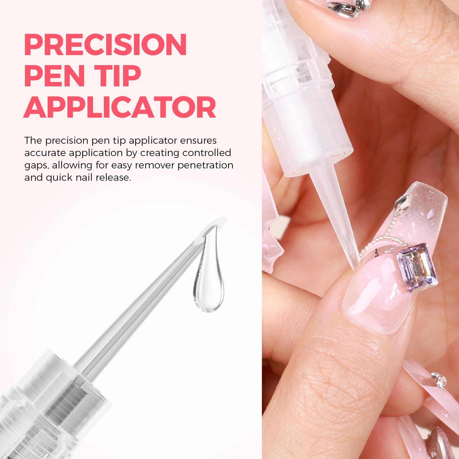 GELLAKTIK Nail Glue Remover with Pro Click & Remove Pen – 50ml, Acetone-Free