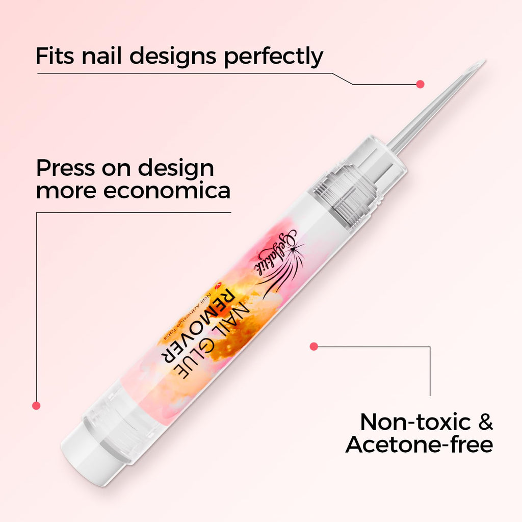 GELLAKTIK Nail Glue Remover with Pro Click & Remove Pen – 50ml, Acetone-Free
