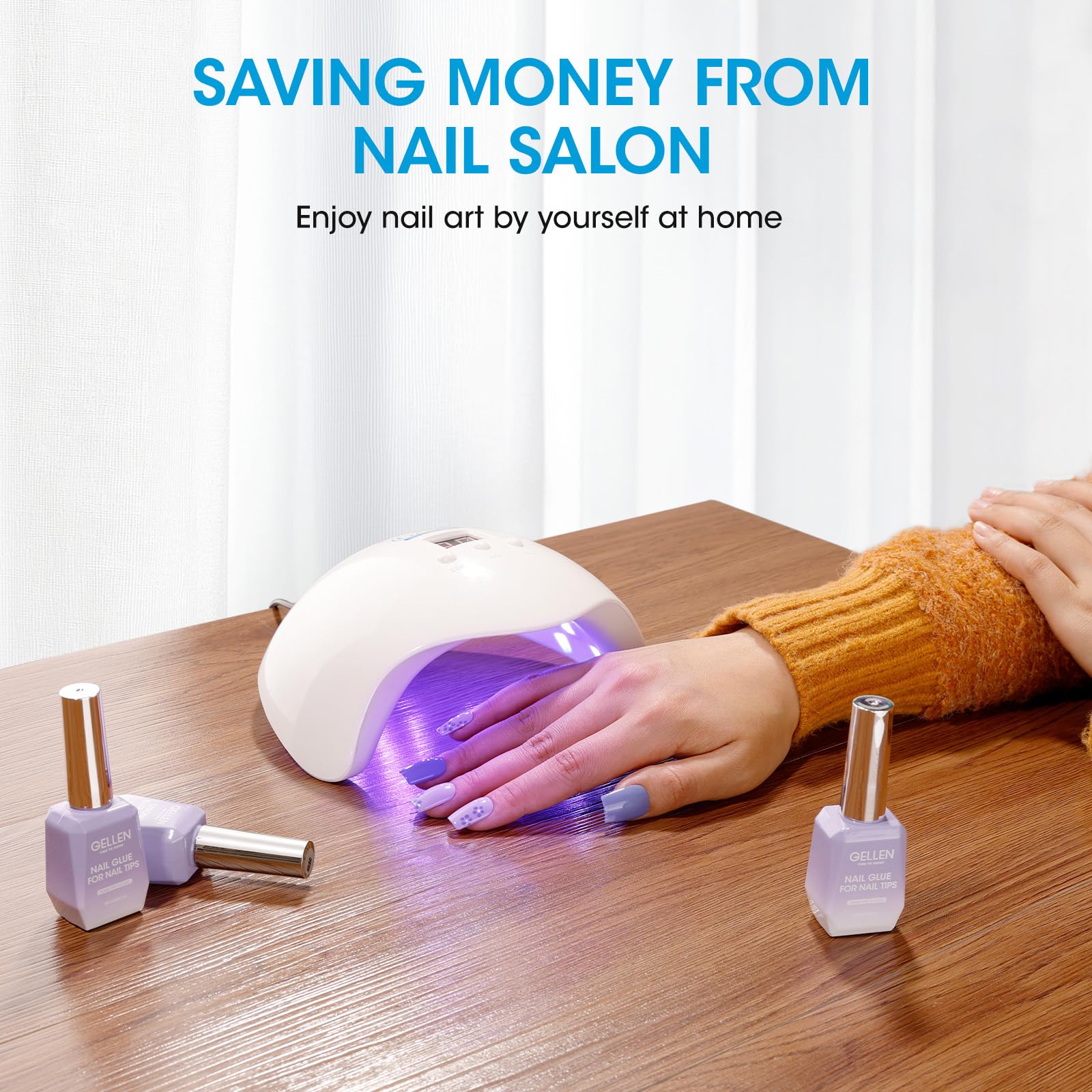GELLEN 54W UV/LED Nail Lamp with Auto Sensor – 18 Beads, 3 Timers, LCD Display | Home & Salon Use