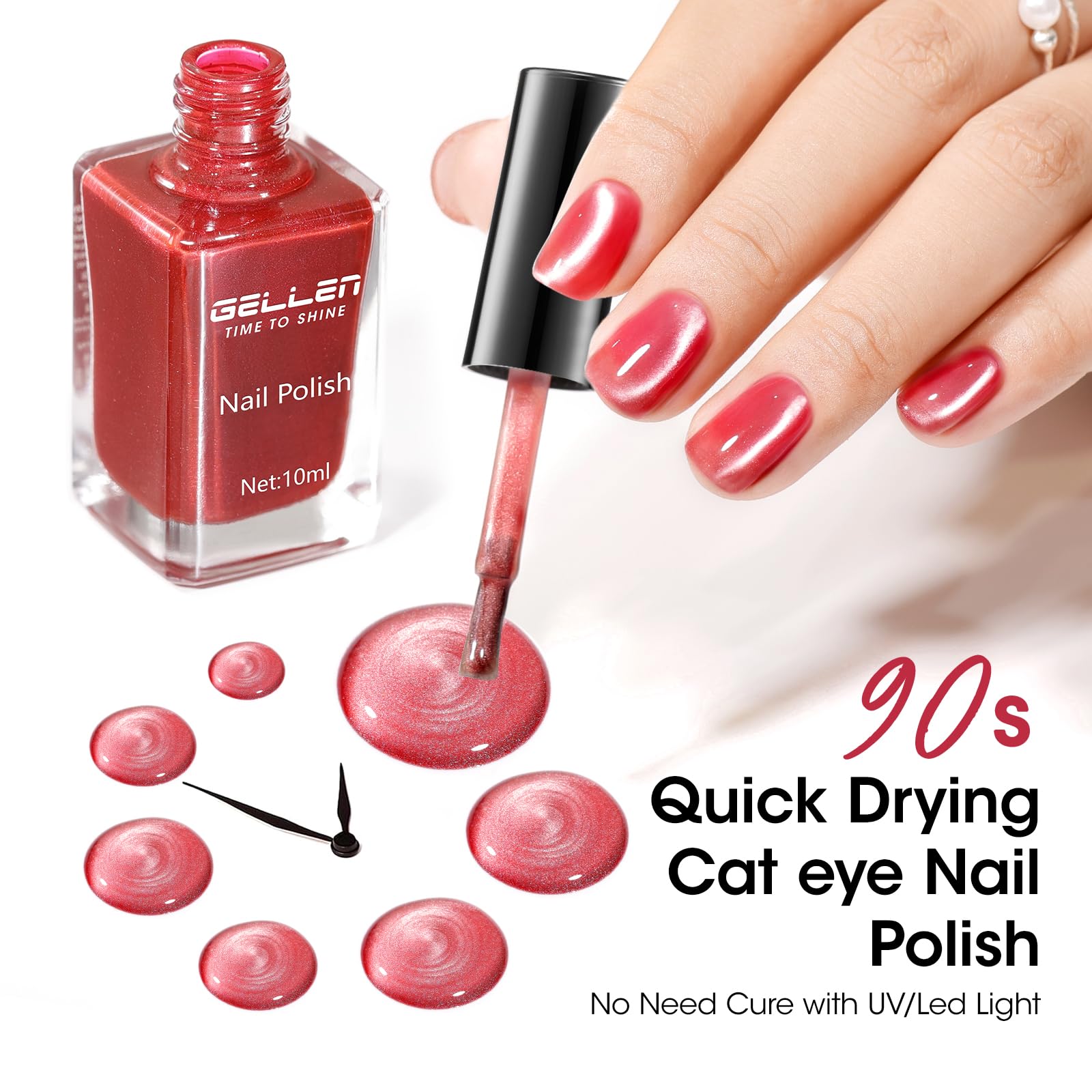 GELLEN Quick Dry Cat Eye Nail Polish Kit – Magnetic 3D Shimmer (Valentines Gift)