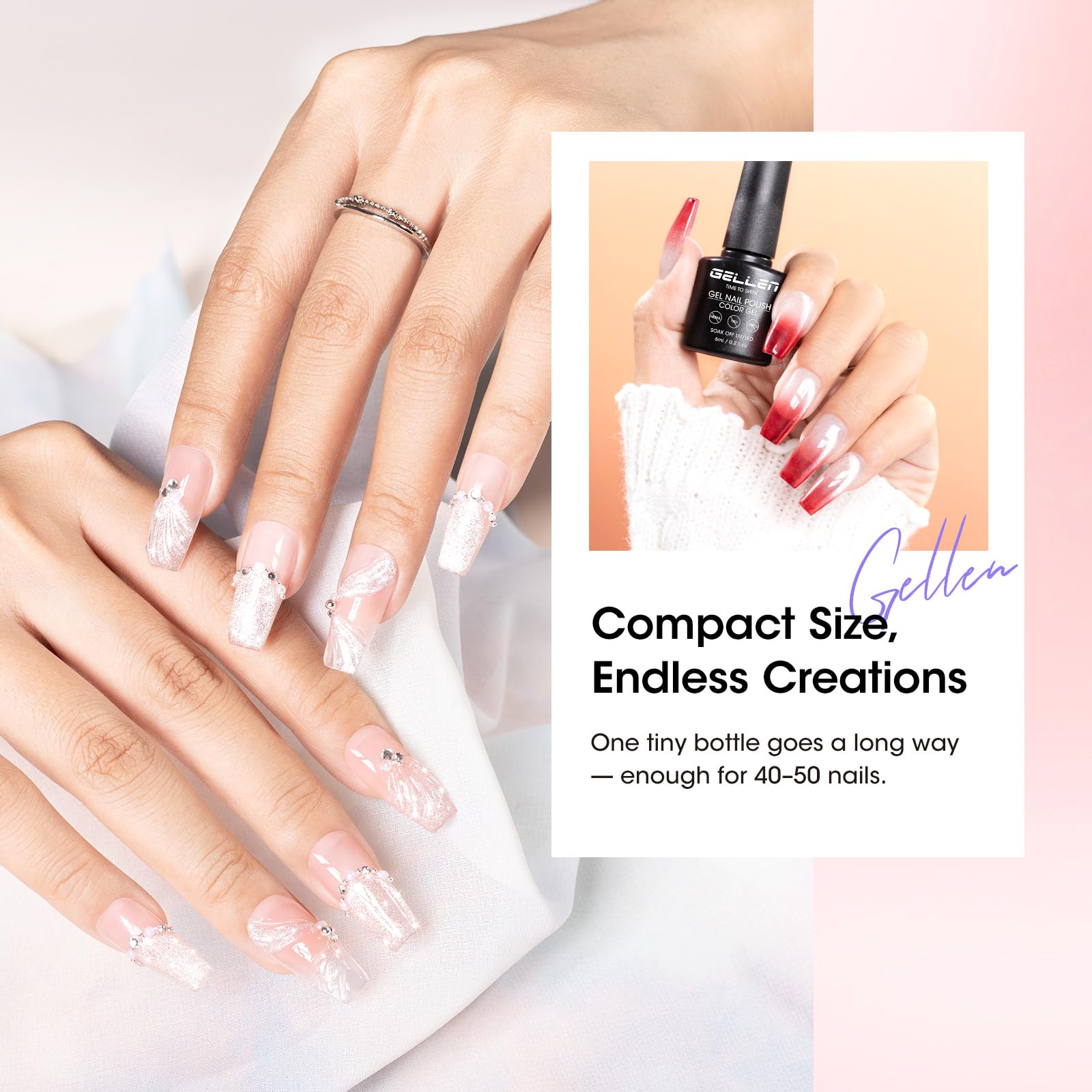 GELLEN Nude Gel Nail Polish Set – 20 Colors with Cat-Eye Top Coat & 3-Free Formula