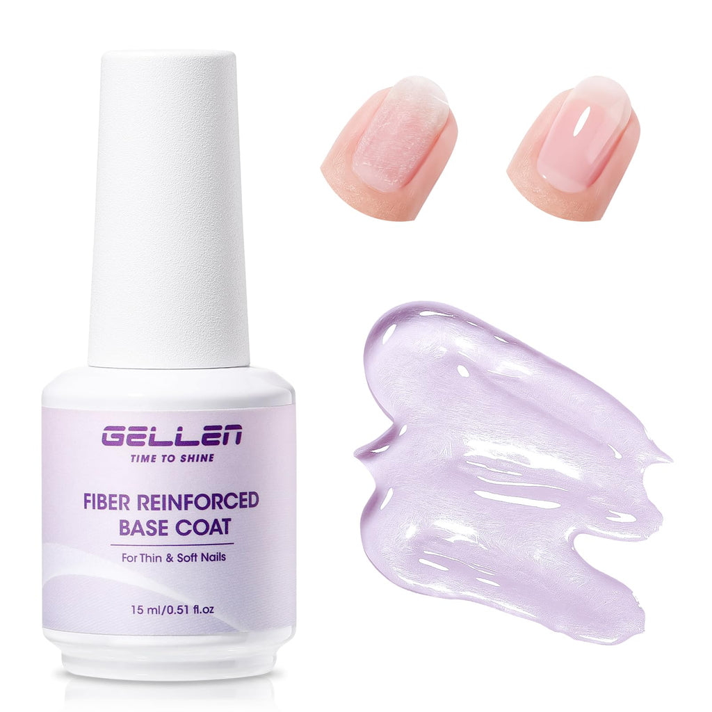 GELLEN Fiber Glass Base Gel Coat 0.51 Fl.oz – Clear Nail Strengthener for Weak Nails (Salon & Home)