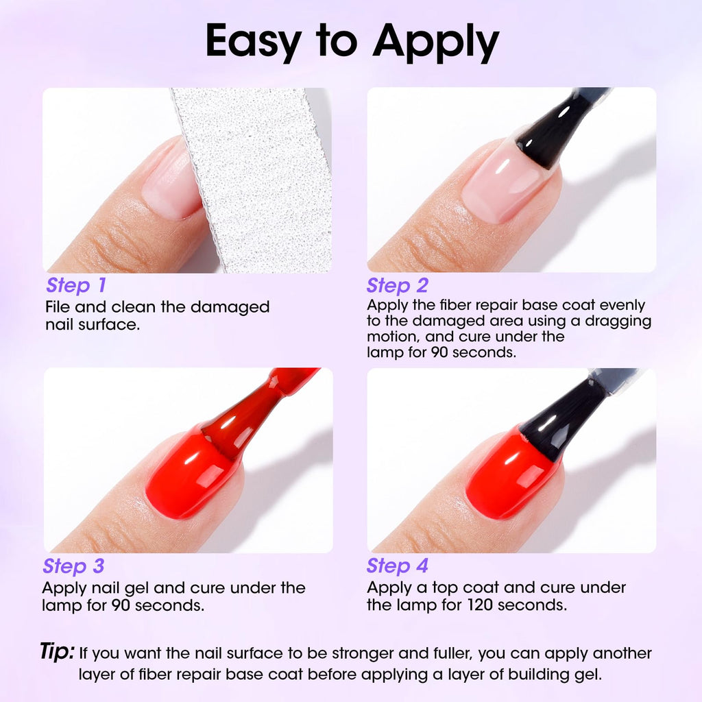 GELLEN Fiber Glass Base Gel Coat 0.51 Fl.oz – Clear Nail Strengthener for Weak Nails (Salon & Home)