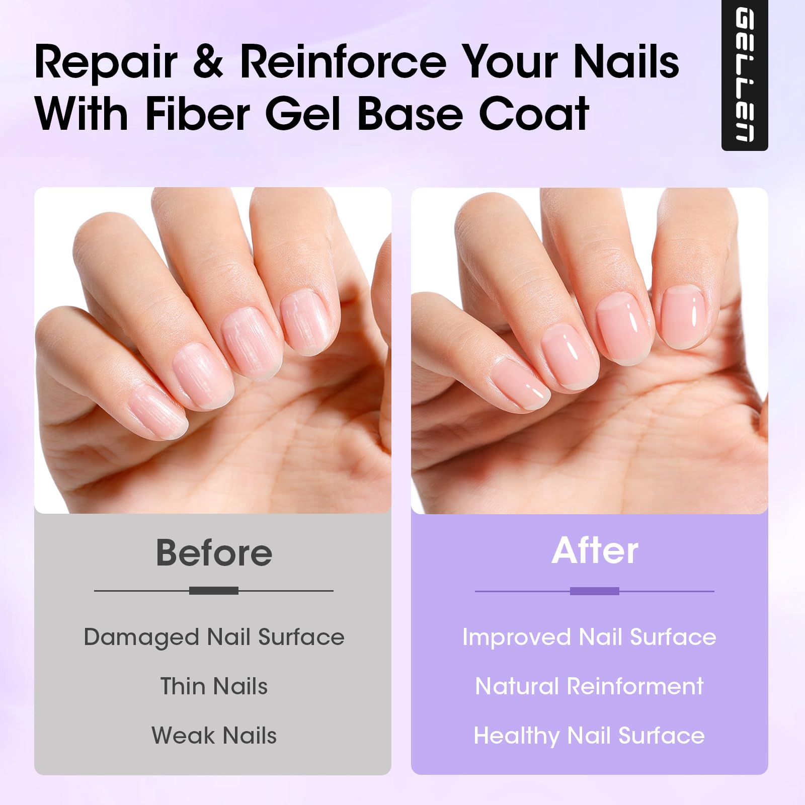GELLEN Fiber Glass Base Gel Coat 0.51 Fl.oz – Clear Nail Strengthener for Weak Nails (Salon & Home)