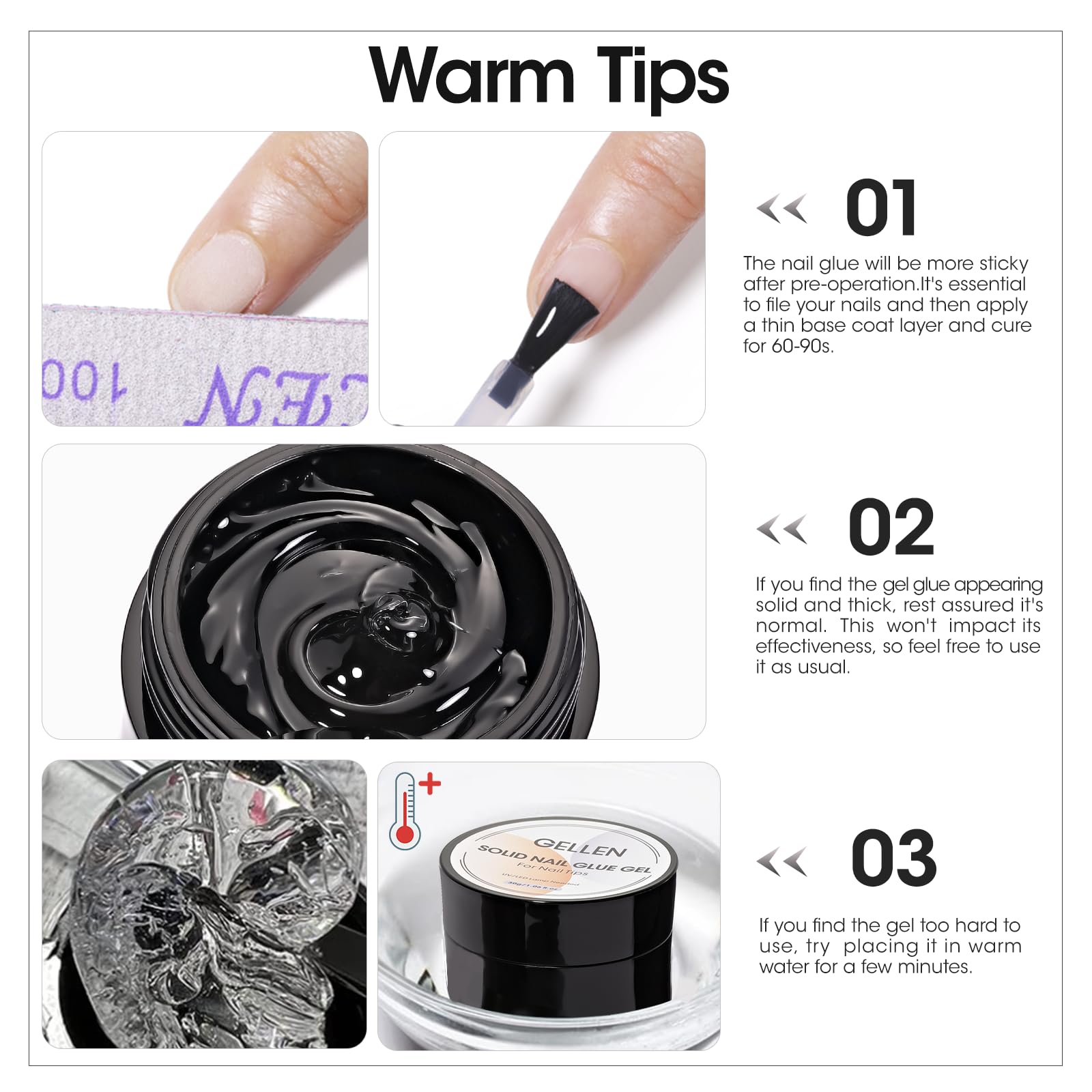 Gellen 2pc Solid Nail Glue Set – 15g Each, Clear, Quick Cure