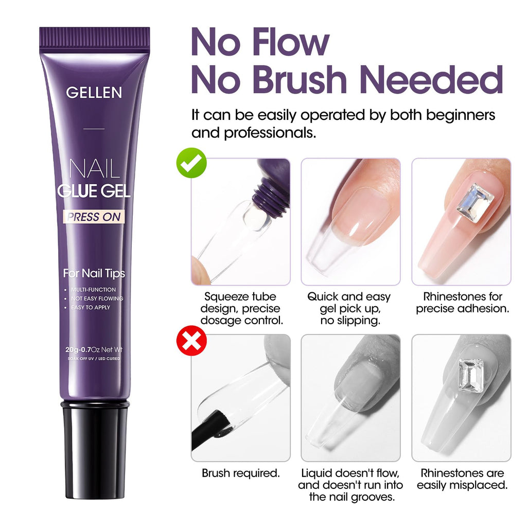 GELLEN Semi Solid UV Nail Glue Gel – Fast-Setting Bond for Press-On & Acrylic Nails