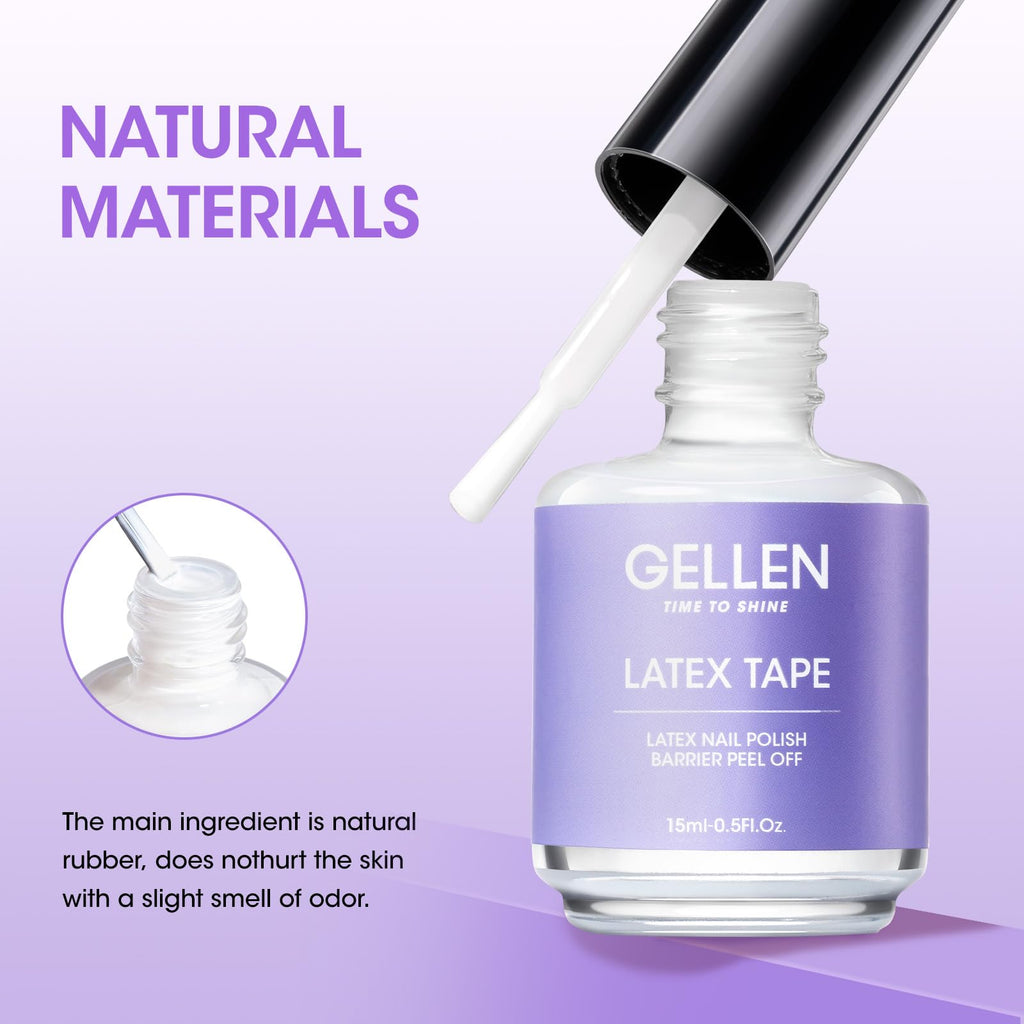 GELLEN Latex Tape for Nails | Peel-Off Cuticle Barrier, Fast-Drying Nail Art Protector (2×15ml)