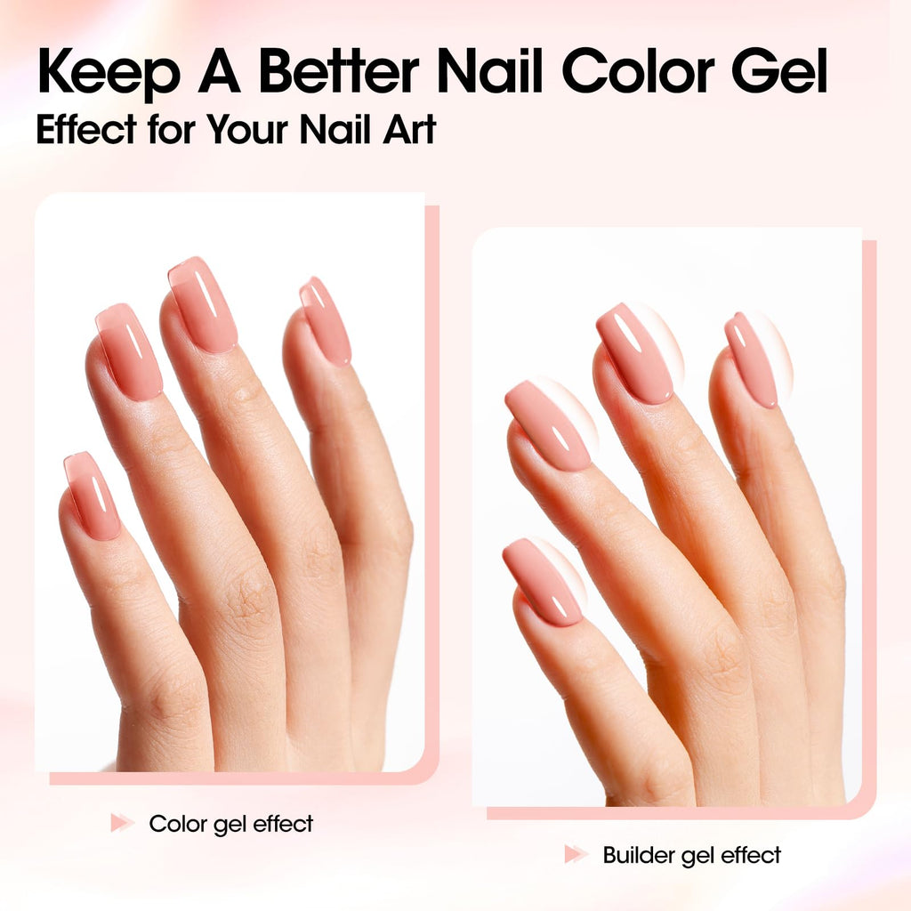 GELLEN Builder Gel Nude Pink – UV/LED Hard Gel for Nails Extensions & Overlays (30g) + 20 Nail Forms