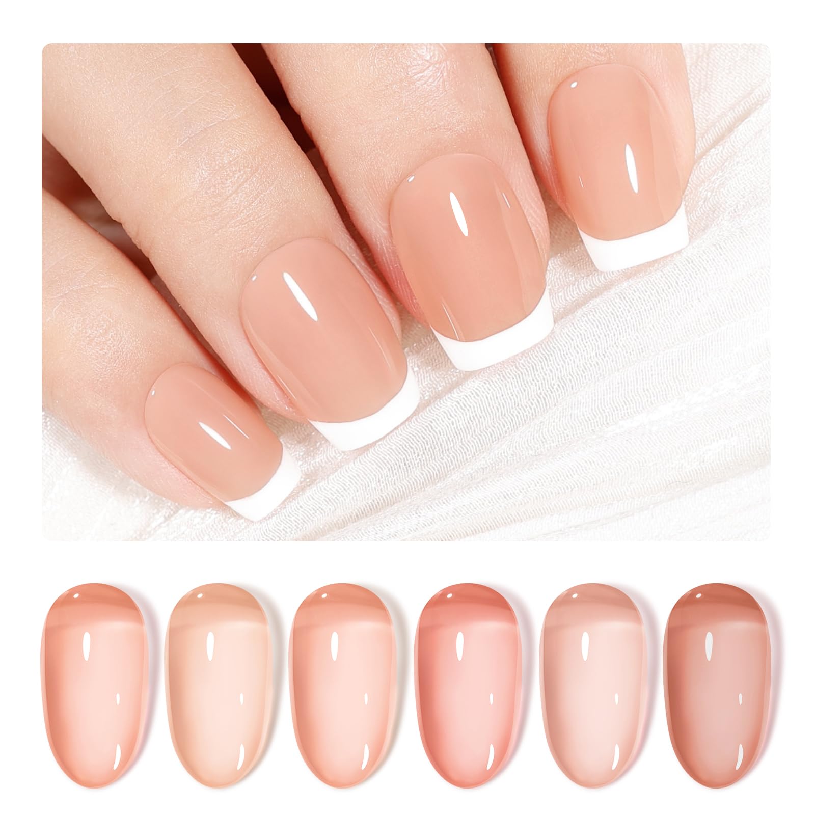 GELLEN Nude Gel Polish Set | Jelly Nude UV Gel Polish for French Tip Manicure
