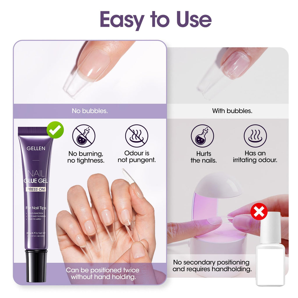 GELLEN Semi Solid UV Nail Glue Gel – Fast-Setting Bond for Press-On & Acrylic Nails