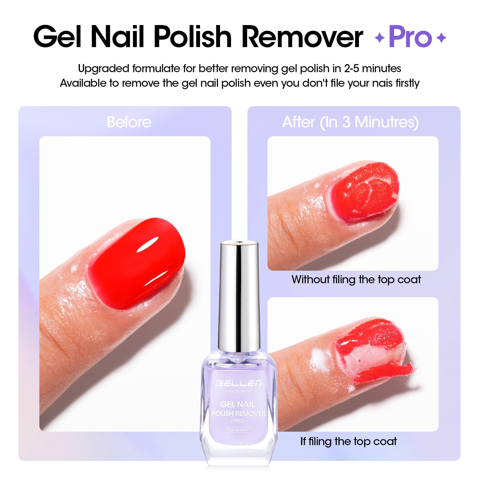Gellen Gel Remover Pro Kit — Fast 2-5 Minute Gel Nail Removal with Peelable Latex Shield
