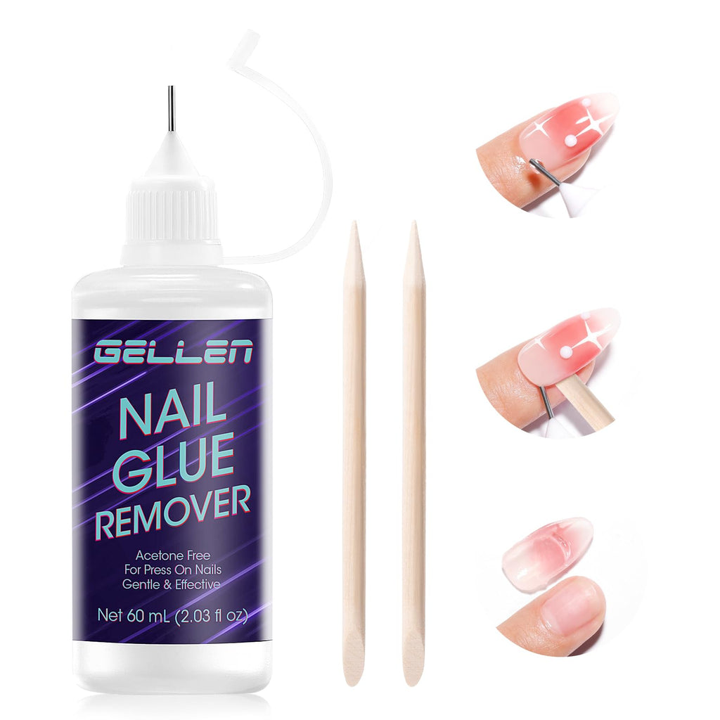 Gellen Press On Nail Remover – Acetone-Free, Needle Applicator, Quick Glue Removal