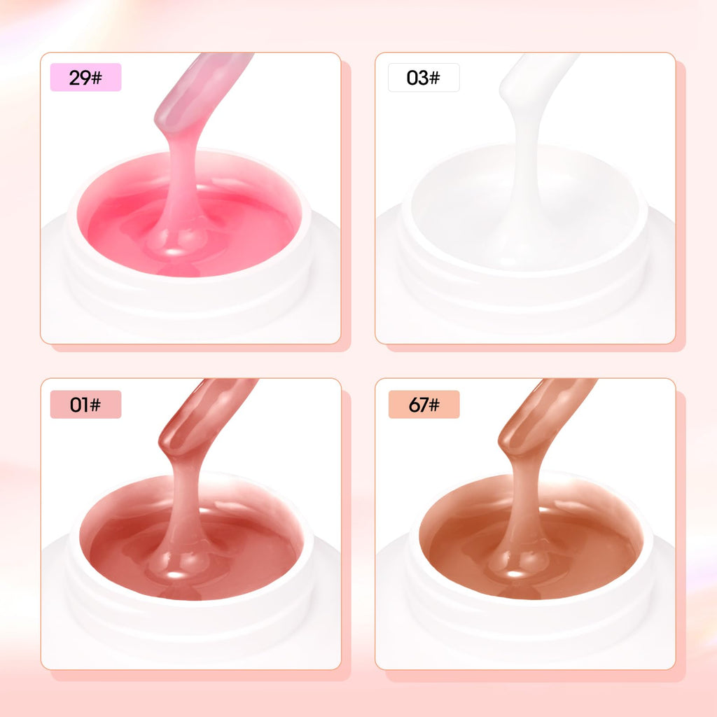 GELLEN Builder Gel Nude Pink – UV/LED Hard Gel for Nails Extensions & Overlays (30g) + 20 Nail Forms