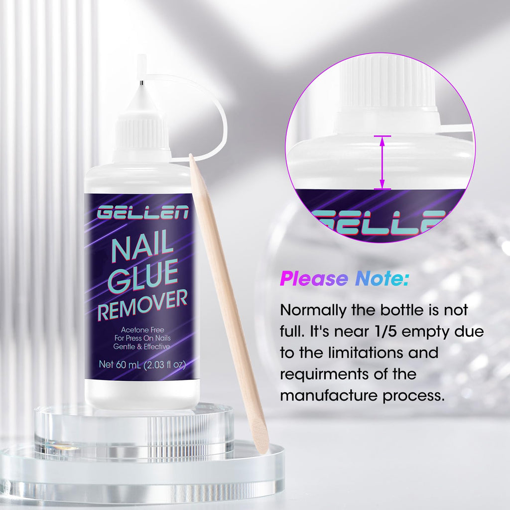 Gellen Press On Nail Remover – Acetone-Free, Needle Applicator, Quick Glue Removal