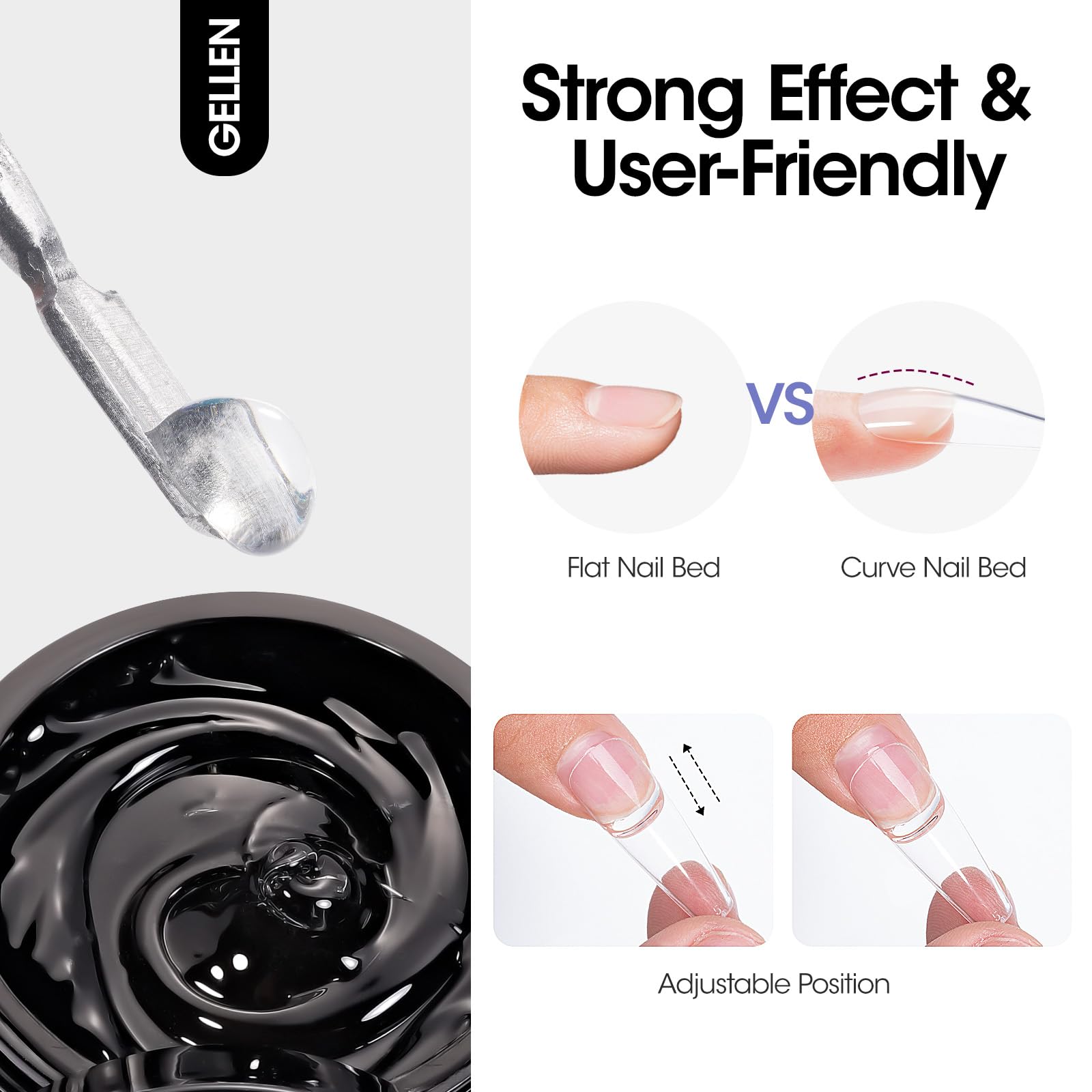 GELLEN Solid Nail Glue Set with Remover – 60ml Remover, 15g Gel for Tips & Press-Ons