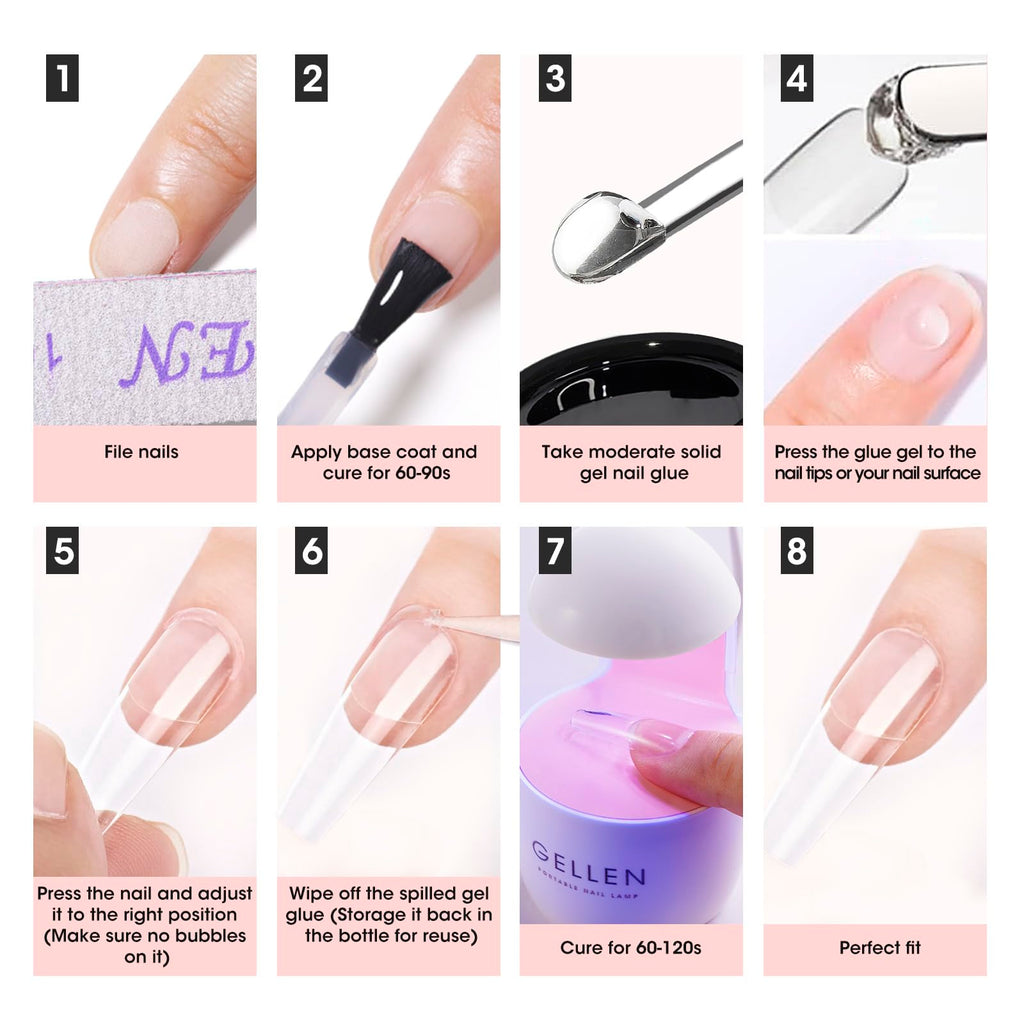 Gellen 2pc Solid Nail Glue Set – 15g Each, Clear, Quick Cure