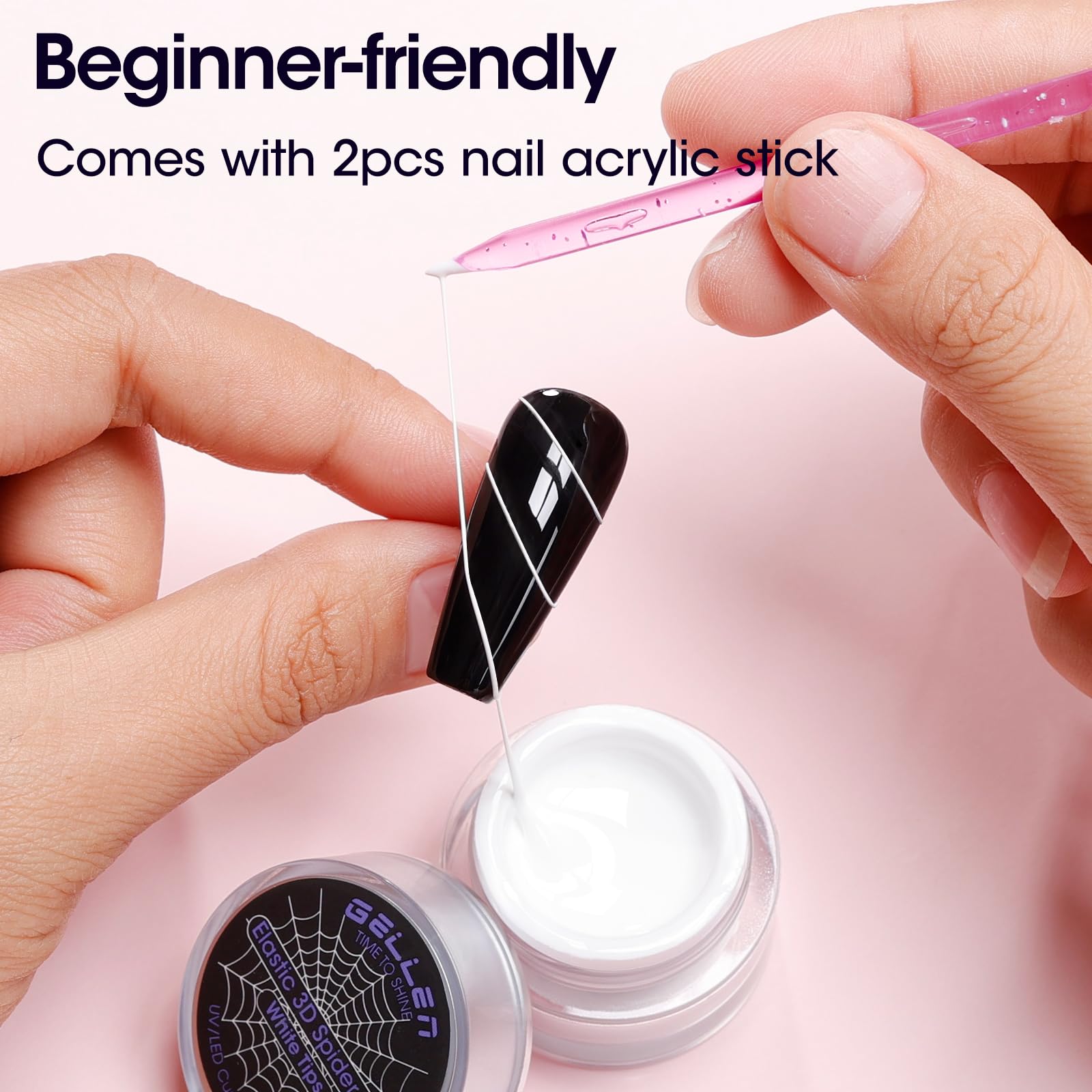 GELLEN Spider Gel for Nails – Classic Black & White Nail Art, Elastic, UV/LED Cured