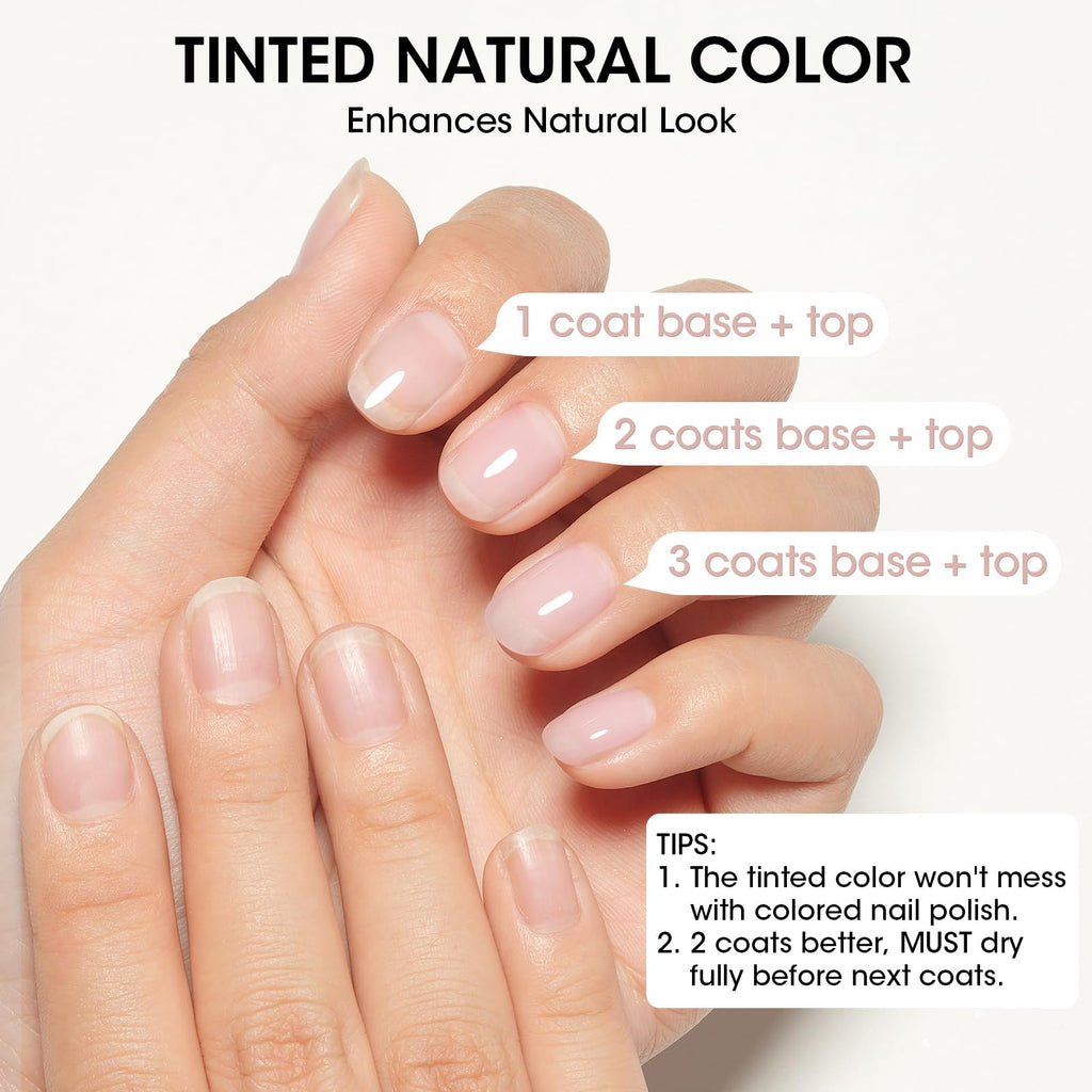 GELLEN Clear Ridge Filling Base Coat – 3-in-1 Nail Strengthener, Sheer Milky White Tint, HEMA/TPO Free