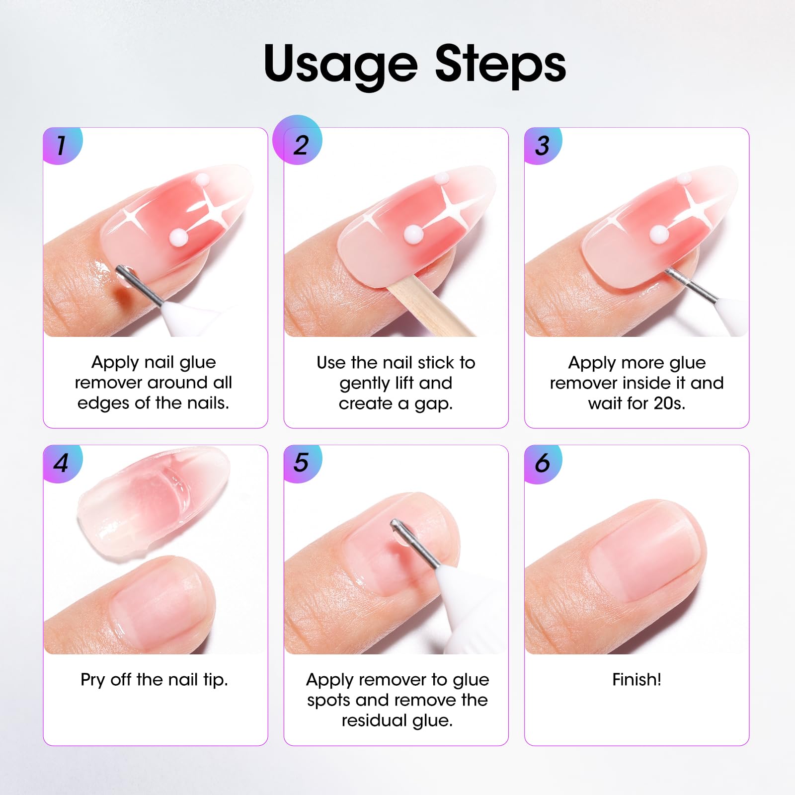 Gellen Press On Nail Remover – Acetone-Free, Needle Applicator, Quick Glue Removal