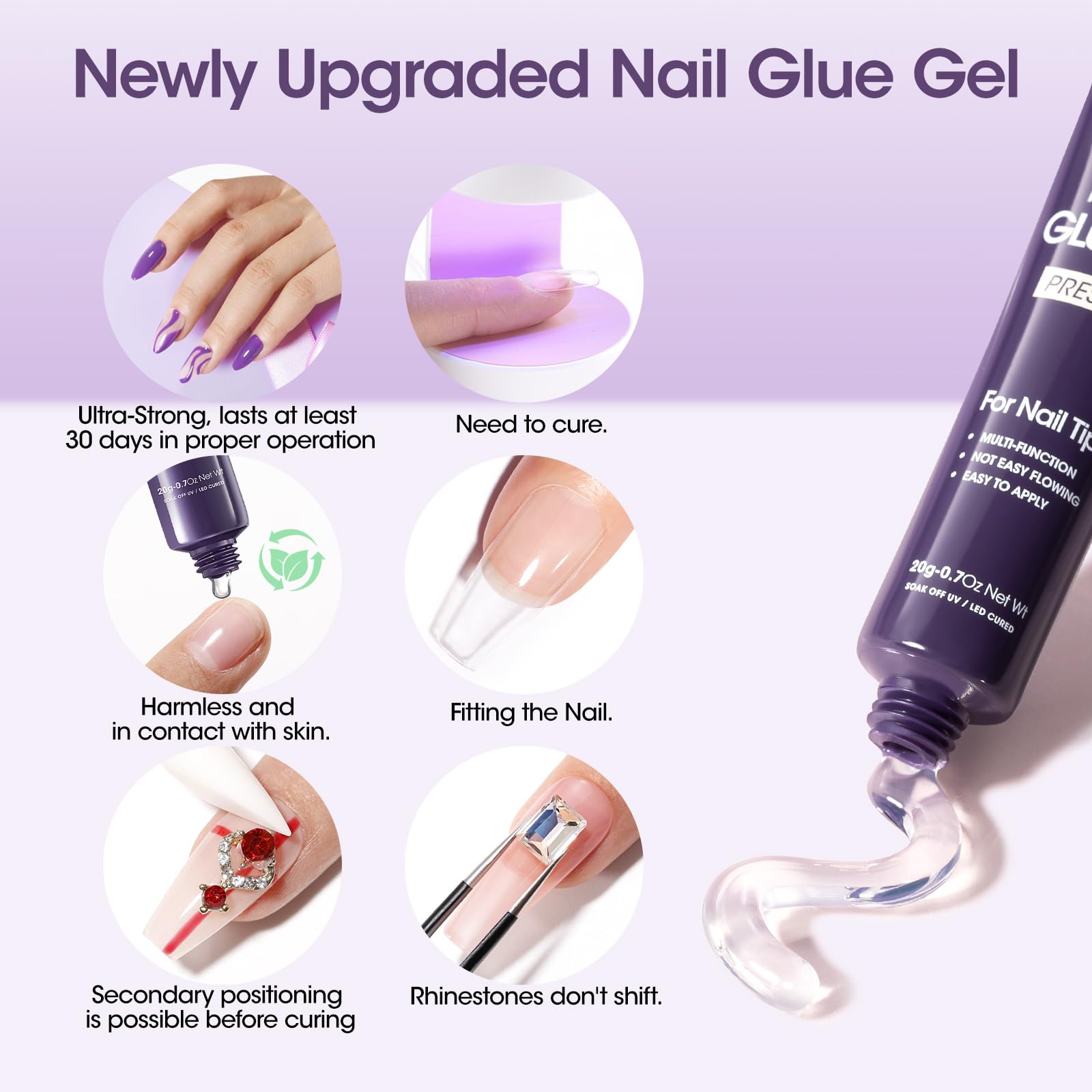 GELLEN Semi Solid UV Nail Glue Gel – Fast-Setting Bond for Press-On & Acrylic Nails