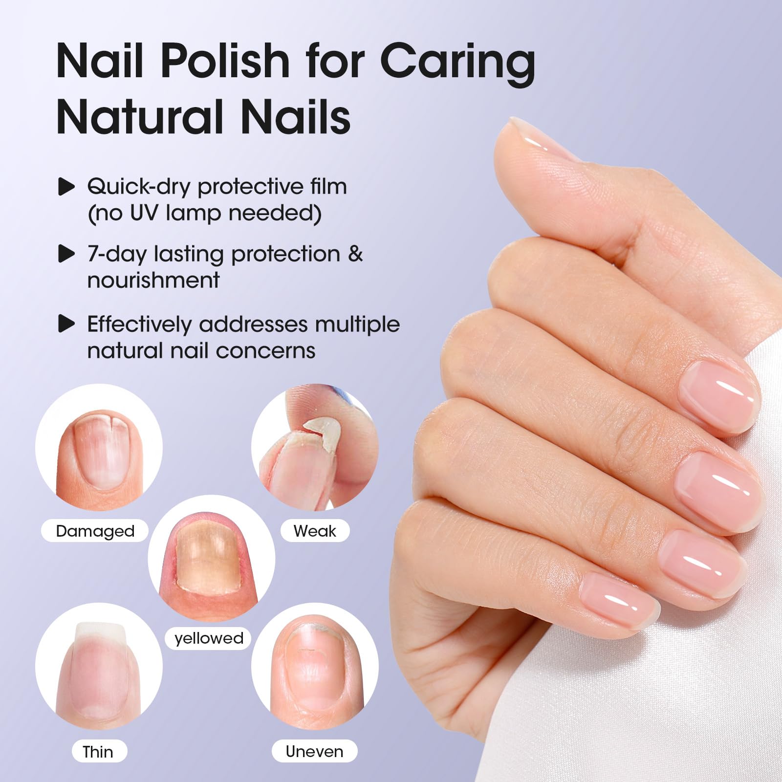 GELLEN 3-In-1 Clear Nail Polish Base Top Coat & Nail Strengthener – Fast Air-Dry, Breathable & Non-Toxic