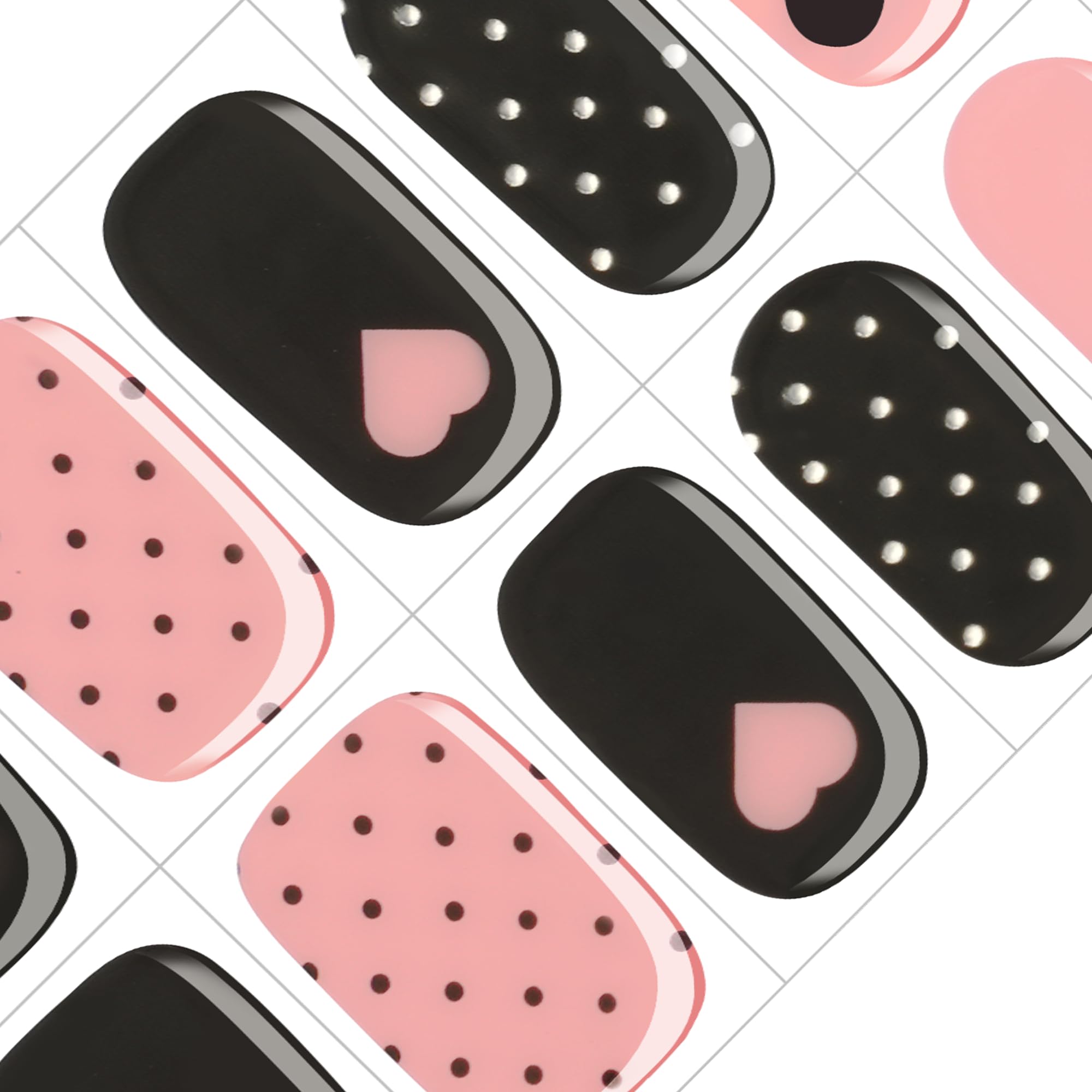GelMala Hearts Polka Dot Semi-Cured Gel Nail Strips – Easy At-Home Manicure