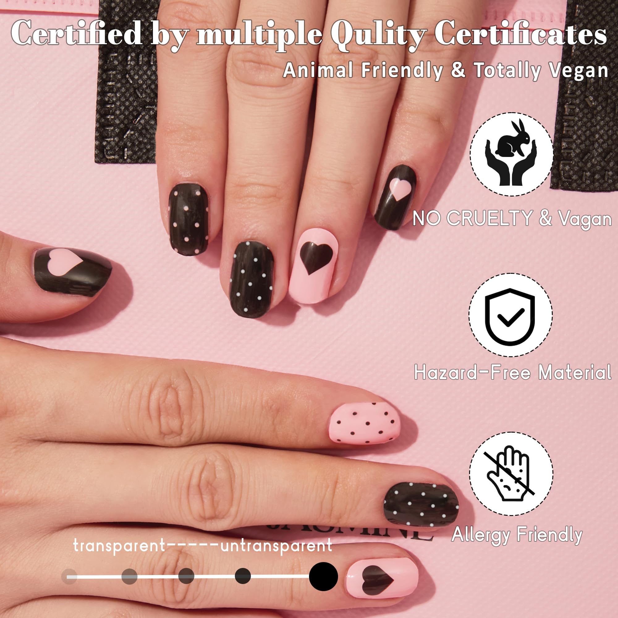 GelMala Hearts Polka Dot Semi-Cured Gel Nail Strips – Easy At-Home Manicure