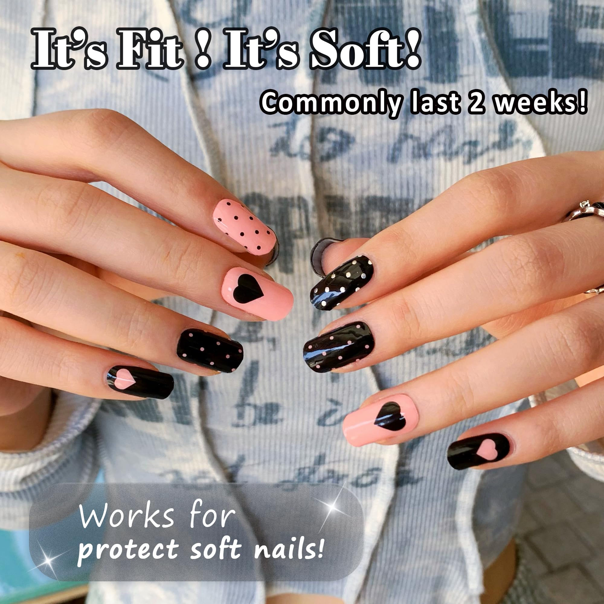 GelMala Hearts Polka Dot Semi-Cured Gel Nail Strips – Easy At-Home Manicure