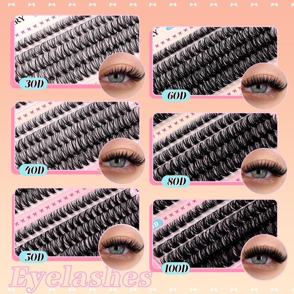 GEMERRY 565Pcs Lash Clusters D Curl Volume Kit – DIY Eyelashes (8-16mm, 30D-100D)