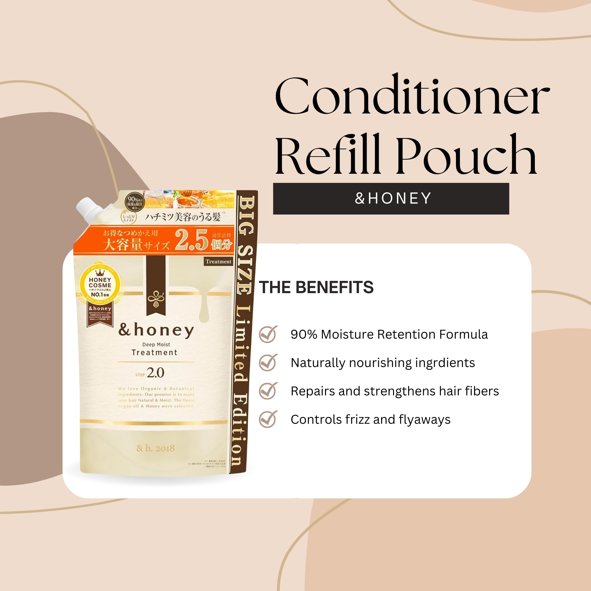 Generic &honey Deep Moist Repair Japanese Conditioner Large Refill Set (875 mL) | All Hair Types