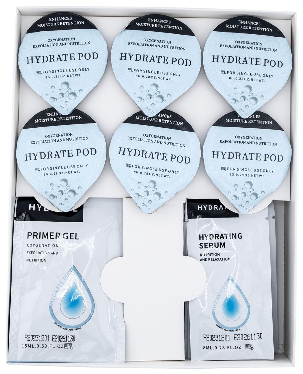 Hydrate Pods: Oxygen Facial CO2 Therapy at Home – 6 Pods + Primer Gel + Serum (New Formula, Less Foam)