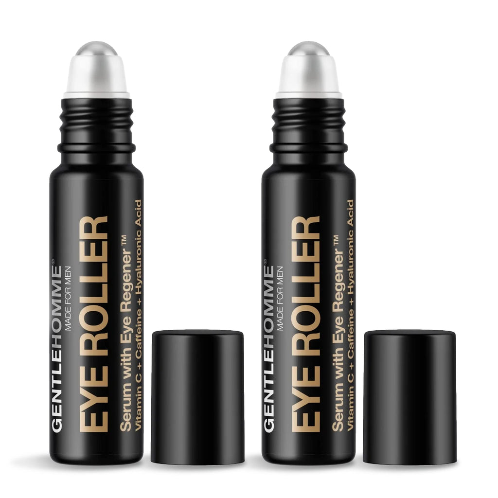 Gentlehomme Hyaluronic Acid & Caffeine Eye Roller Serum for Men – 2-Pack, Made in USA