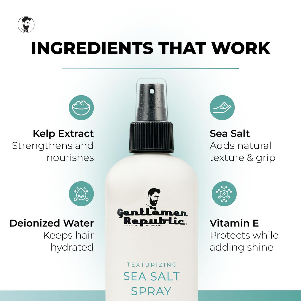 Gentlemen Republic Sea Salt Spray – Hair Texturizing Mist with Dead Sea Salt, Kelp & Vitamin E (8 oz)